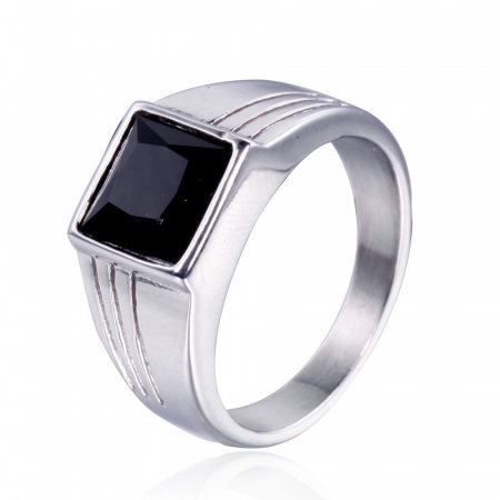 Inel inox cu zirconiu negru [3]