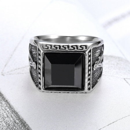 Inel inox cu zirconiu negru The Grand Architect [1]