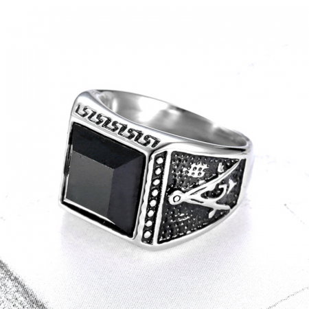 Inel inox cu zirconiu negru The Grand Architect [2]