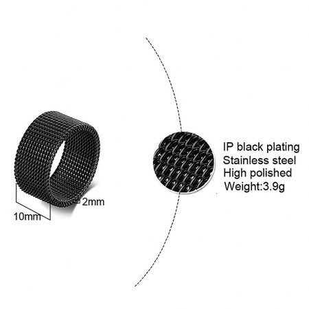 Inel inox negru tip plasa 10 mm [5]