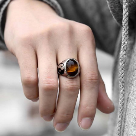 Inel inox Yin si Yang cu zirconiu [4]