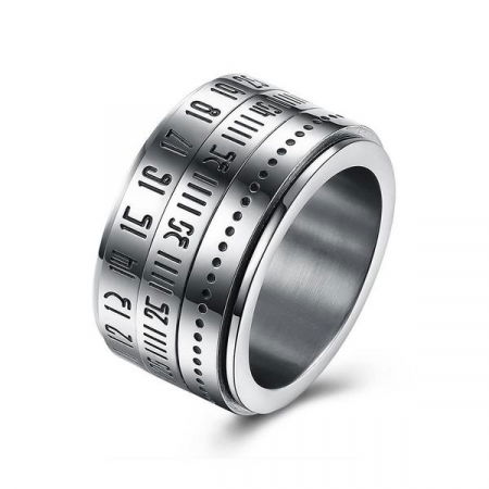 Inel antistres lat din inox cu calendar numeric, ISTF0001