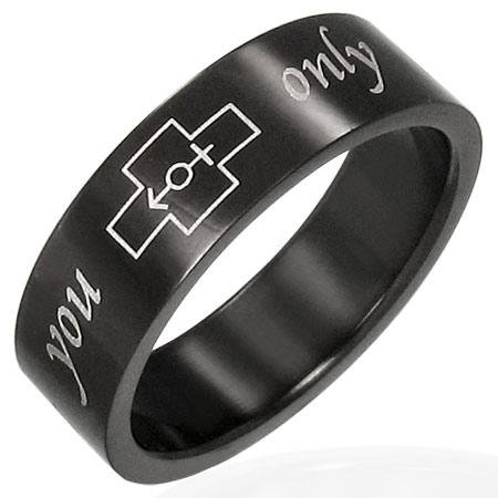 Inel negru din otel inox cu mesaj de dragoste - ISL0338 [0]