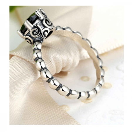 Inel placat cu argint cu piatra neagra IST0001 [1]