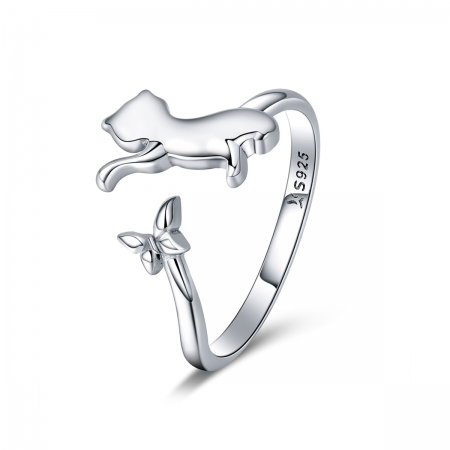 Inel reglabil argint 925 cu pisicuta si fluturas - Be Nature IST0066 [0]