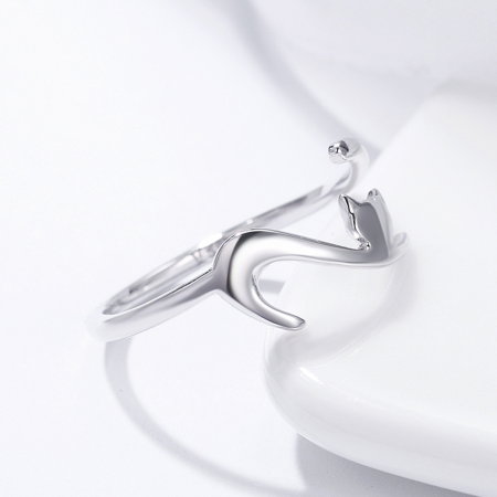 Inel reglabil argint 925 rodiat cu pisicuta haioasa - Be Nature IST0079 [2]