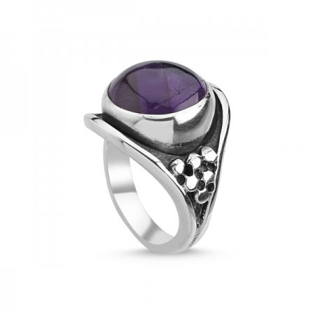 Inel reglabil din argint Handmade cu Ametist [0]