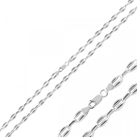 Lant argint 6 mm model ancora cu zale ovale  - Lungime: 50 cm [0]