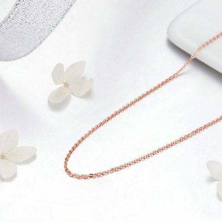 Lant reglabil argint placat cu aur roz 50 cm cu zale ovale [3]