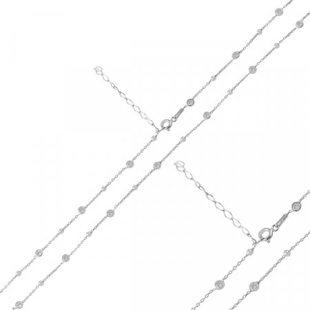 Colier argint 925 rodiat cu bilute si zirconii reglabil - LTU0032 [0]