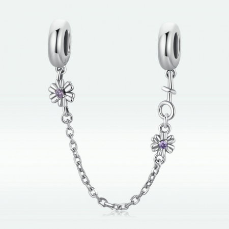 Lant de siguranta argint bratara cu flori [5]