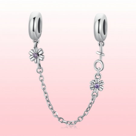 Lant de siguranta argint bratara cu flori [6]