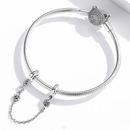 Lant de siguranta argint bratara cu flori [2]