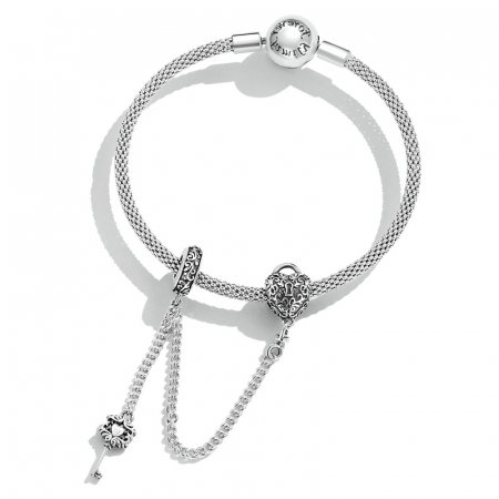 Lant de siguranta bratara cu lacat si cheie argint [4]