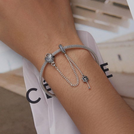 Lant de siguranta bratara cu lacat si cheie argint [5]