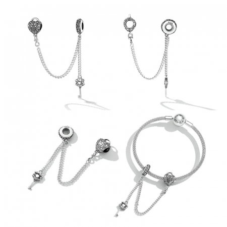 Lant de siguranta bratara cu lacat si cheie argint [6]