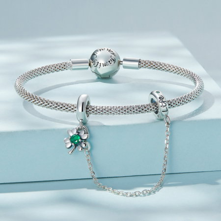 Lant de siguranta bratara cu trifoi norocos [8]