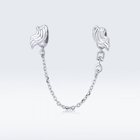 Lant de siguranta din argint pentru bratara, cu aripi de inger placat cu rodiu [1]