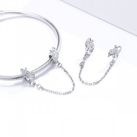 Lant de siguranta din argint pentru bratara, cu aripi de inger placat cu rodiu [4]