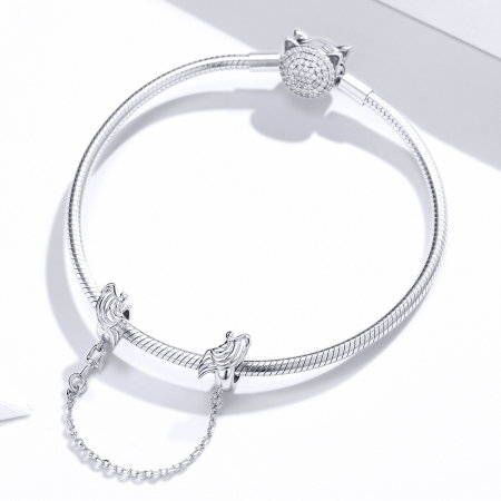 Lant de siguranta din argint pentru bratara, cu aripi de inger placat cu rodiu [3]