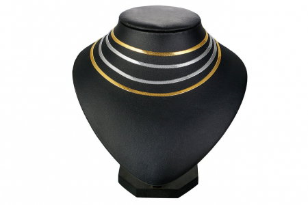 Lant inox auriu model sarpe plat 3 mm, 50 cm [0]