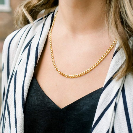 Lant inox cubanez auriu de 5 mm [9]