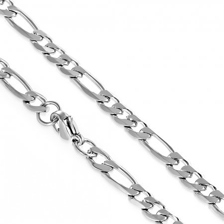 Lant inox Figaro cu zale plate 4 mm si 55 cm [0]