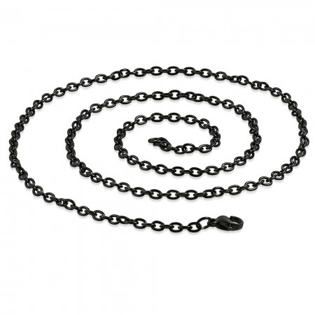 Lant negru inox cu zale ovale 60 cm si 3 mm LSL0324 [1]