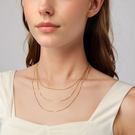 Lantisor argint placat cu aur model cubic [9]