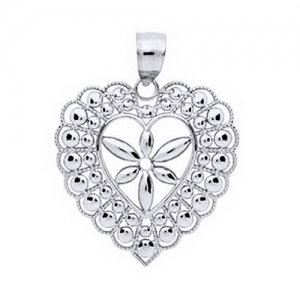 Pandant argint 925 rodiat inimioara cu floricica - Be Nature, Be Special [0]