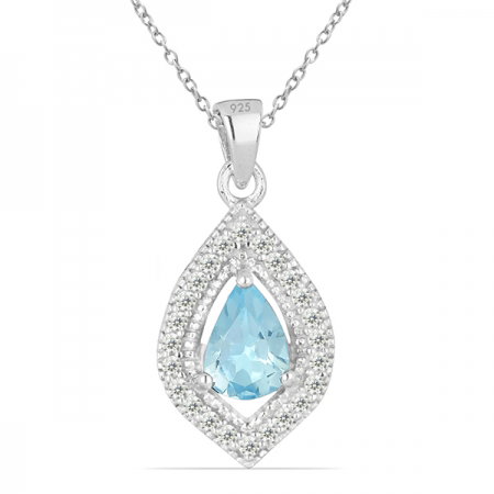 Pandant argint Anastasia, 925, cu topaz Sky Blue si zirconiu alb - PVA0007 [0]