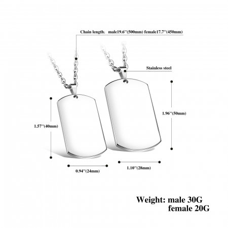 Colier inox cu placuta de identificare mare CLR13 cu lant militar [6]