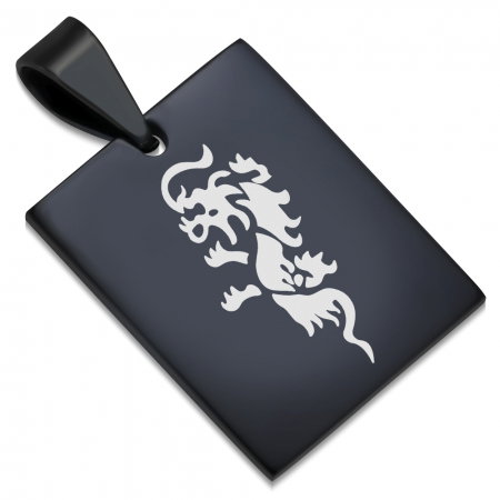 Pandant negru inox placuta de identificare cu dragon PSL1510 [0]