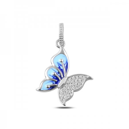 Pandantiv argint 925 fluturas albastru si zirconii albe - Be Nature PTU0006 [0]