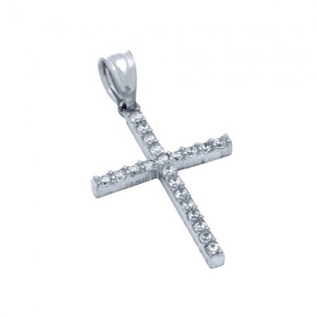 Pandantiv argint 925 rodiat cruce cu zirconii PSX0623 [0]