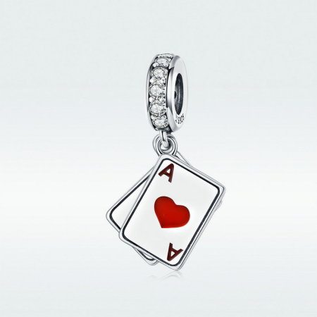 Pandantiv argint As de Inima Rosie [4]