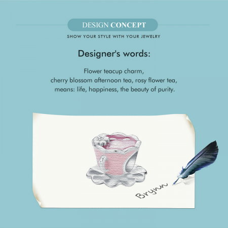 Pandantiv argint ceasca de ceai floral [8]