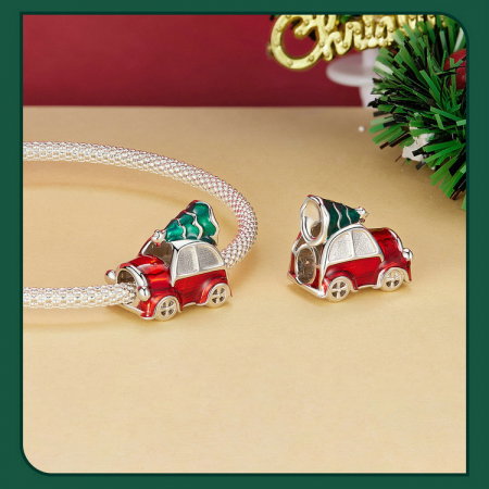 Pandantiv argint Christmas cu brad si masina [3]