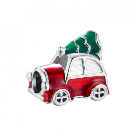 Pandantiv argint Christmas cu brad si masina