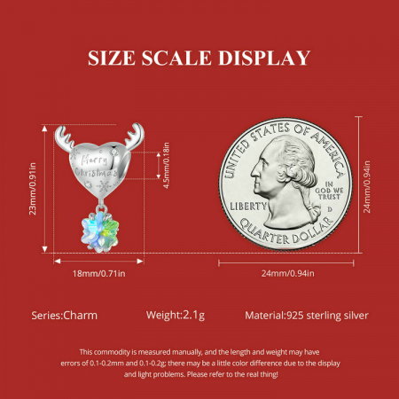 Pandantiv argint Christmas cu ren si fulg de nea [9]