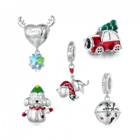 Pandantiv argint Christmas cu ren si fulg de nea [12]