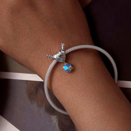 Pandantiv argint Christmas cu ren si fulg de nea [4]