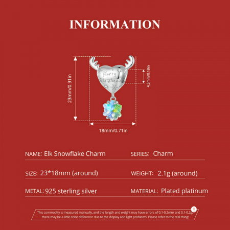 Pandantiv argint Christmas cu ren si fulg de nea [8]