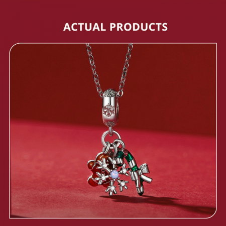 Pandantiv argint  Christmas cu turta dulce si fulg de nea [8]