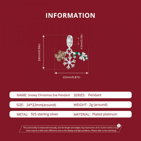 Pandantiv argint  Christmas cu turta dulce si fulg de nea [6]