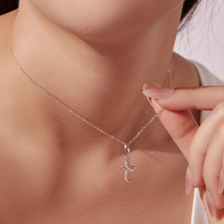 Pandantiv argint cruce cu Zirconia [3]