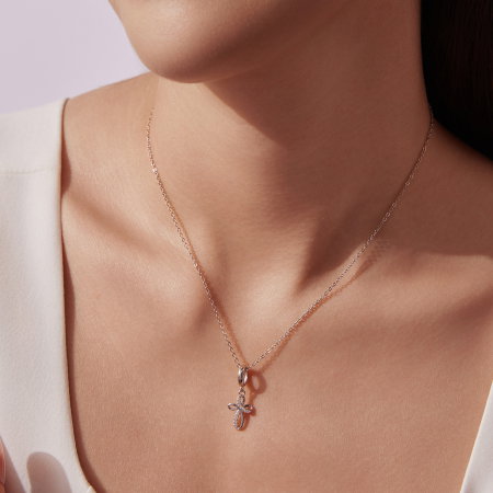 Pandantiv argint cruce cu Zirconia [10]