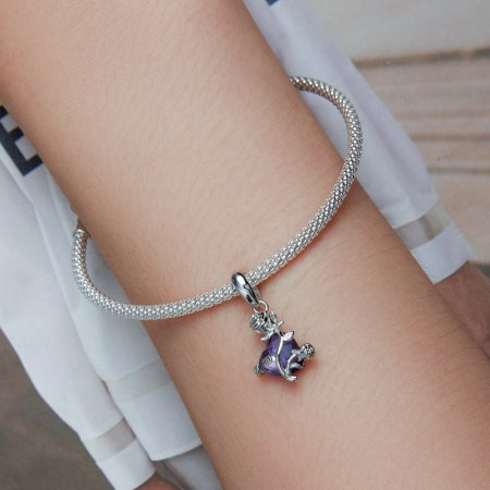 Pandantiv argint cu floare si inima [10]