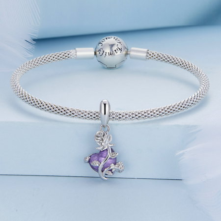 Pandantiv argint cu floare si inima [8]