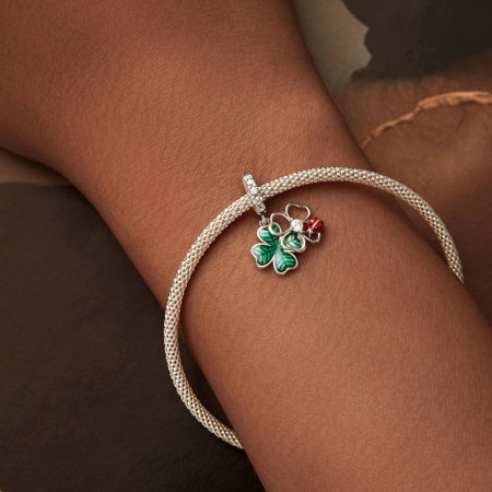 Pandantiv argint cu trifoi cu 4 foi si gargarita [2]